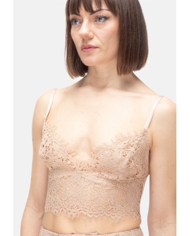 L'AGENCE Top donna pizzo beige