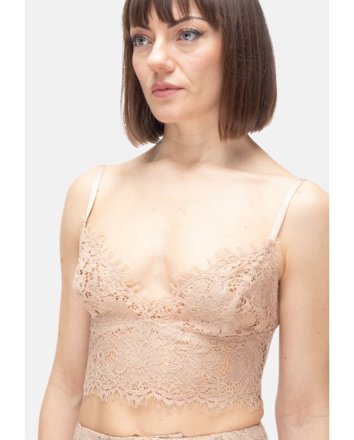L'AGENCE Top donna pizzo beige