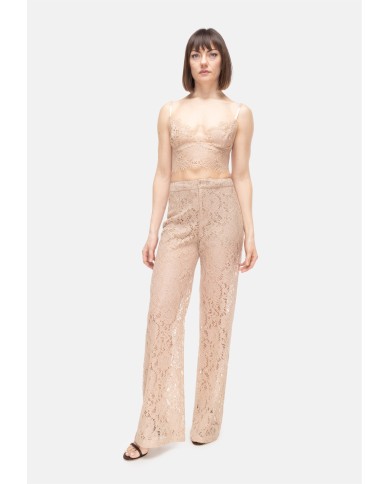 L'AGENCE Top donna pizzo beige