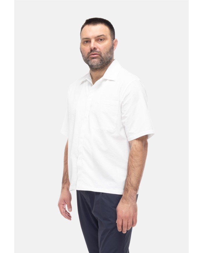 HERNO Camicia uomo mezza manica bianca