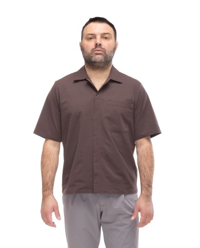 HERNO Camicia uomo mezza manica Moro