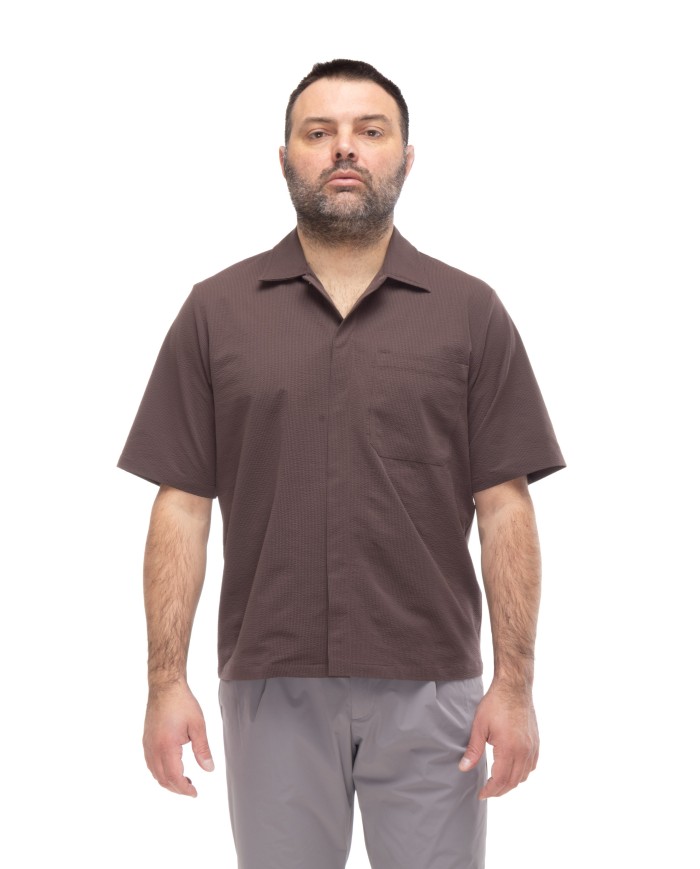 HERNO Camicia uomo mezza manica Moro