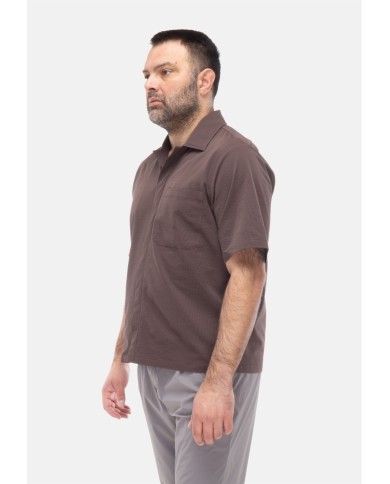 HERNO Camicia uomo mezza manica Moro