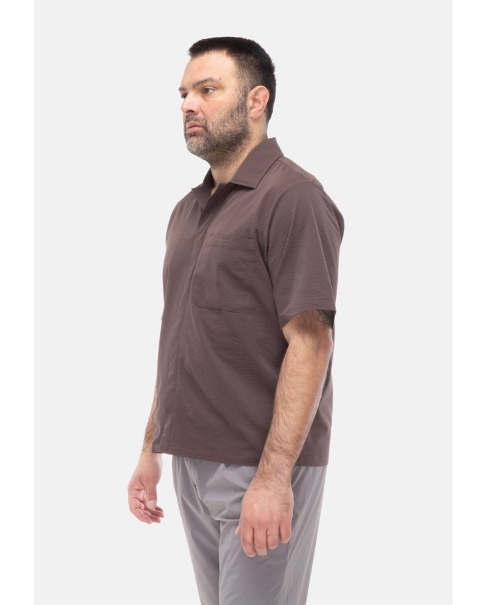 HERNO Camicia uomo mezza manica Moro