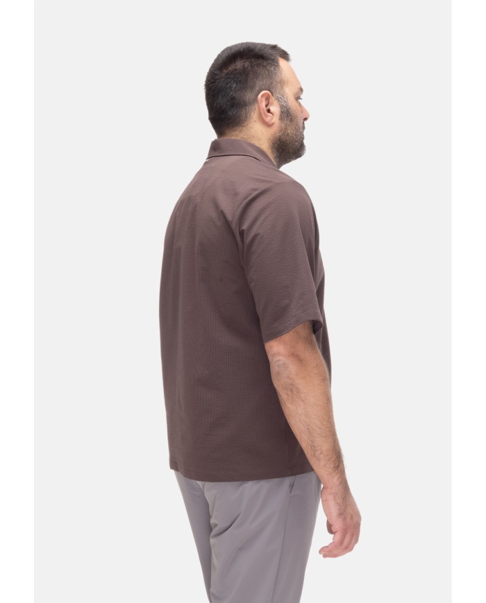 HERNO Camicia uomo mezza manica Moro