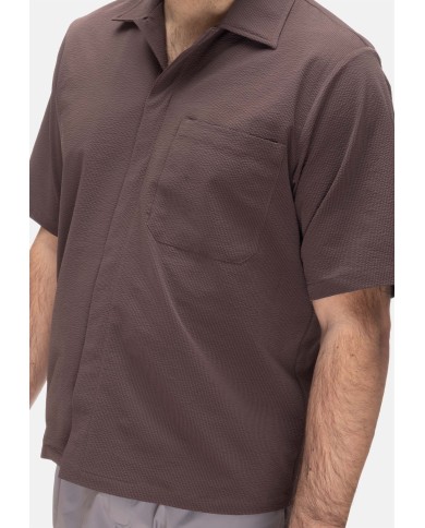 HERNO Camicia uomo mezza manica Moro