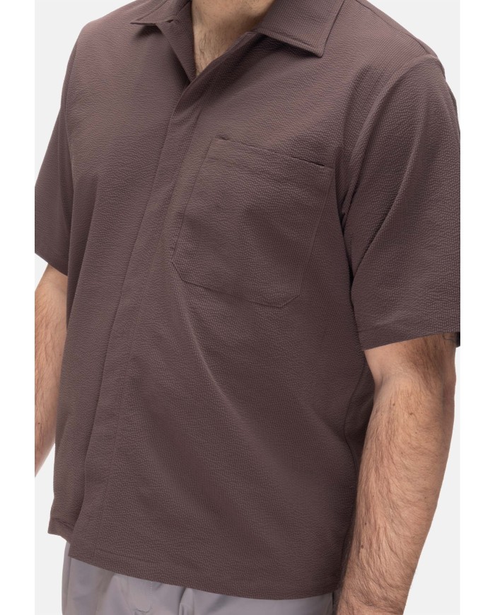 HERNO Camicia uomo mezza manica Moro