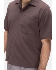 HERNO Camicia uomo mezza manica Moro