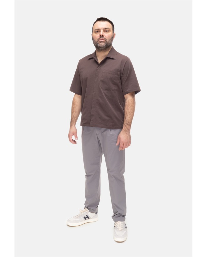 HERNO Camicia uomo mezza manica Moro