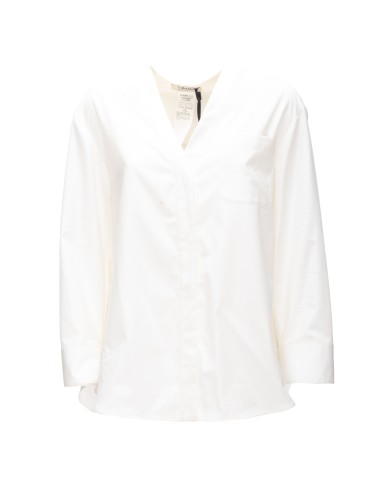 'S MAX MARA Camicia donna scollo V bianca