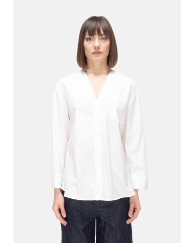'S MAX MARA Camicia donna scollo V bianca