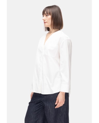 'S MAX MARA Camicia donna scollo V bianca