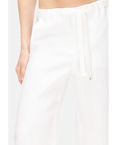 'S MAX MARA Pantaloni donna lino bianchi