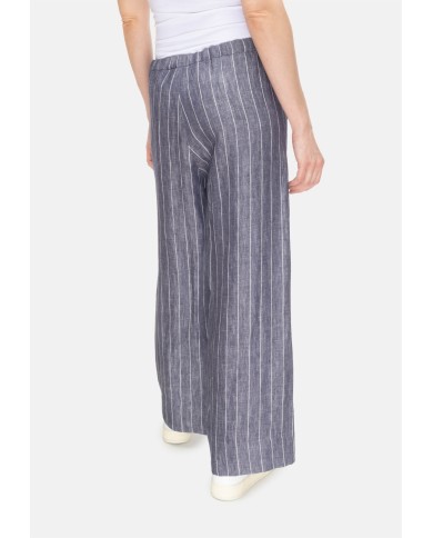 'S MAX MARA Pantaloni donna lino gessato blu
