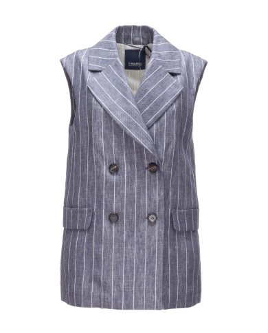 'S MAX MARA Gilet donna gessato blu