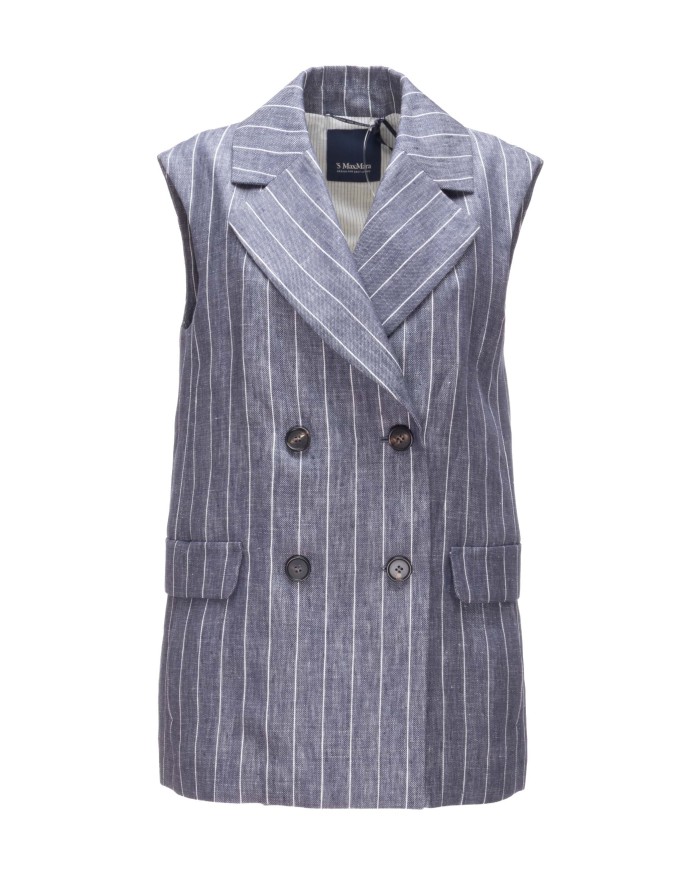 'S MAX MARA Gilet donna gessato blu