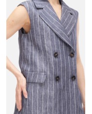 'S MAX MARA Gilet donna gessato blu