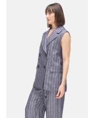 'S MAX MARA Gilet donna gessato blu