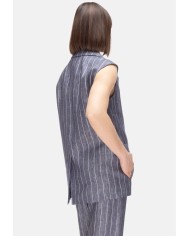 'S MAX MARA Gilet donna gessato blu