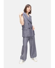 'S MAX MARA Gilet donna gessato blu