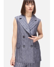 'S MAX MARA Gilet donna gessato blu