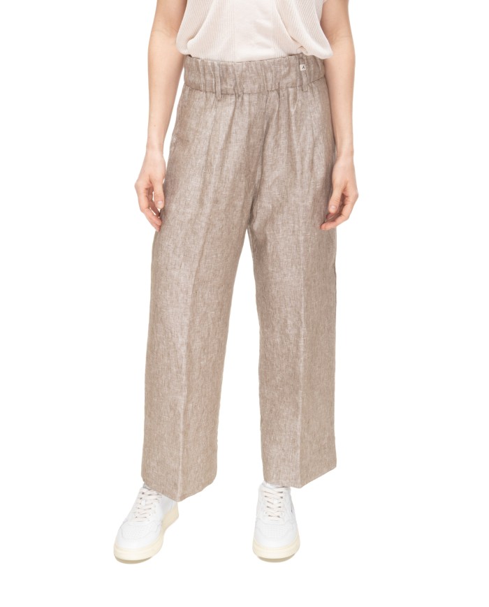 MYTHS Pantaloni donna elastico in vita Beige