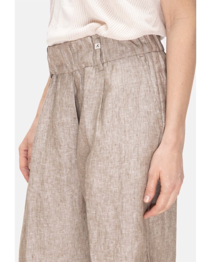 MYTHS Pantaloni donna elastico in vita Beige