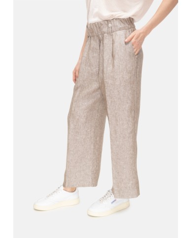 MYTHS Pantaloni donna elastico in vita Beige