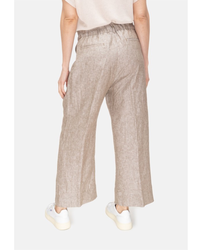 MYTHS Pantaloni donna elastico in vita Beige