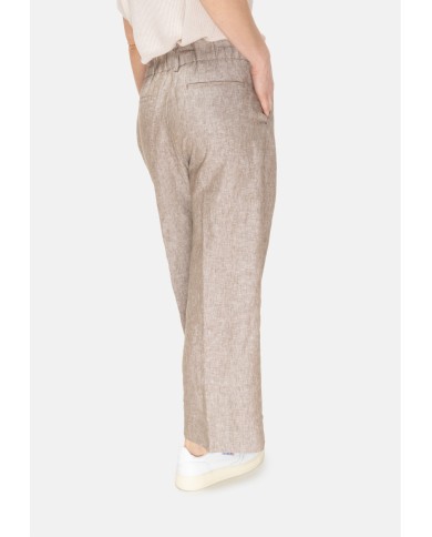 MYTHS Pantaloni donna elastico in vita Beige