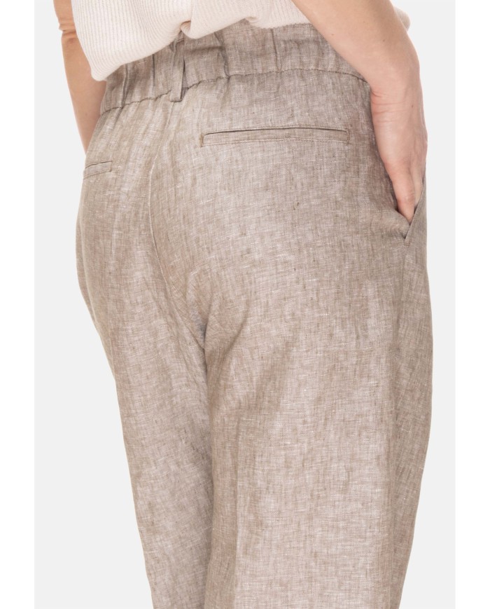 MYTHS Pantaloni donna elastico in vita Beige