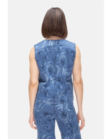 SHAFT JEANS Gilet jeans donna stampato blu