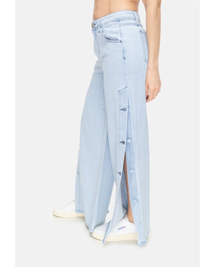 SHAFT JEANS Jeans donna bottoni laterali Blu chiaro