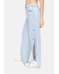 SHAFT JEANS Jeans donna bottoni laterali Blu chiaro