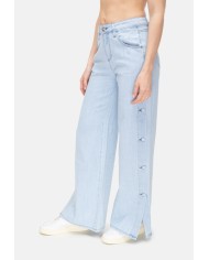 SHAFT JEANS Jeans donna bottoni laterali Blu chiaro