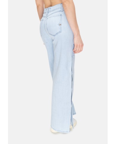 SHAFT JEANS Jeans donna bottoni laterali Blu chiaro