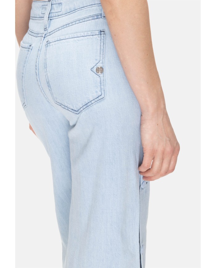 SHAFT JEANS Jeans donna bottoni laterali Blu chiaro