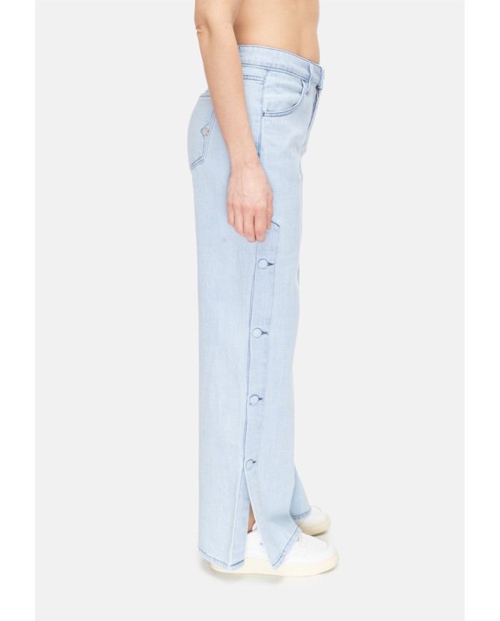 SHAFT JEANS Jeans donna bottoni laterali Blu chiaro