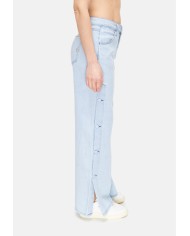 SHAFT JEANS Jeans donna bottoni laterali Blu chiaro
