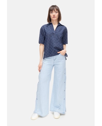 SHAFT JEANS Camicia denim donna blu