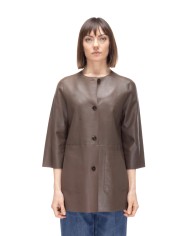 THE JACKIE Soprabito pelle donna reversibile marrone beige