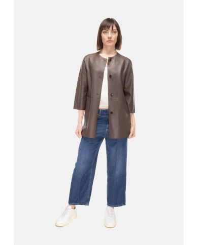 THE JACKIE Soprabito pelle donna reversibile marrone beige