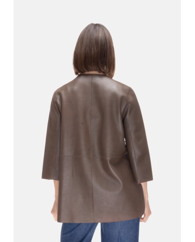 THE JACKIE Soprabito pelle donna reversibile marrone beige