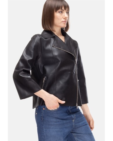 THE JACKIE Chiodo pelle donna nero