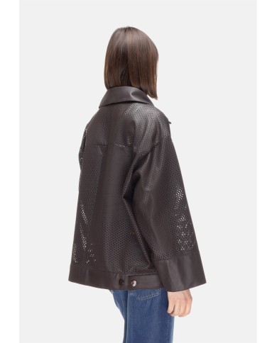 THE JACKIE Giubbino pelle donna perforata Dark brown