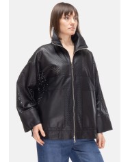 THE JACKIE Giubbino pelle donna perforata Nera