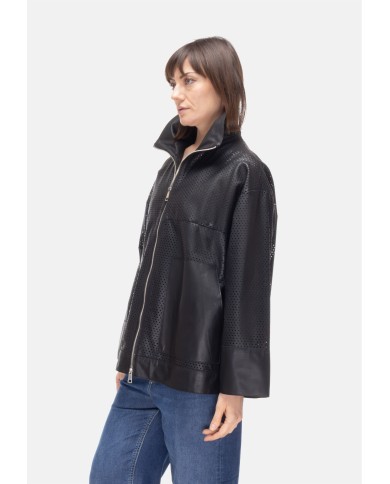 THE JACKIE Giubbino pelle donna perforata Nera