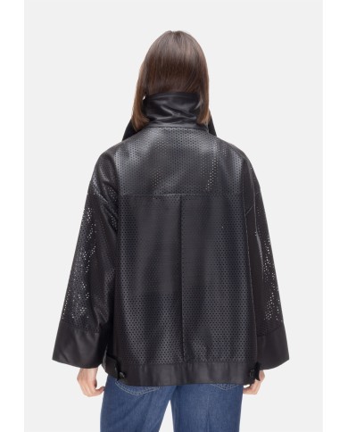 THE JACKIE Giubbino pelle donna perforata Nera