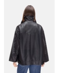 THE JACKIE Giubbino pelle donna perforata Nera