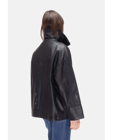 THE JACKIE Giubbino pelle donna perforata Nera